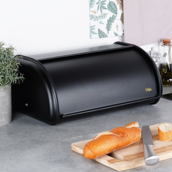 Chlebak stalowy VILDE 259616, pojemnik na pieczywo, czarny, 43x27.5x18.5 см, Wyposażenie kuchni / Przechowywanie żywności / Chlebaki