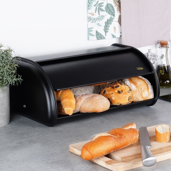 Chlebak stalowy VILDE 259616, pojemnik na pieczywo, czarny, 43x27.5x18.5 см, Wyposażenie kuchni / Przechowywanie żywności / Chlebaki
