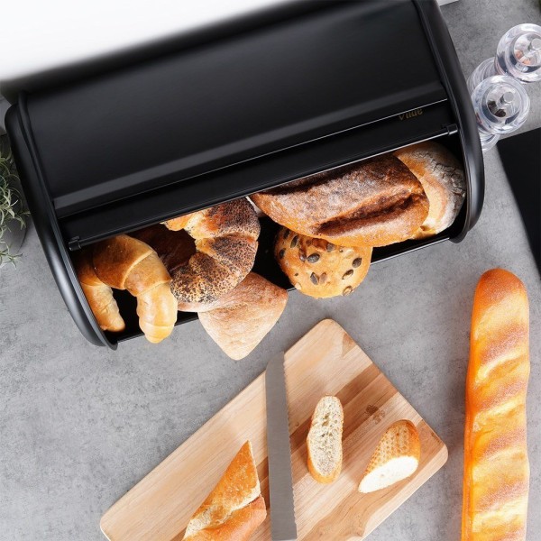 Chlebak stalowy VILDE 259616, pojemnik na pieczywo, czarny, 43x27.5x18.5 см, Wyposażenie kuchni / Przechowywanie żywności / Chlebaki