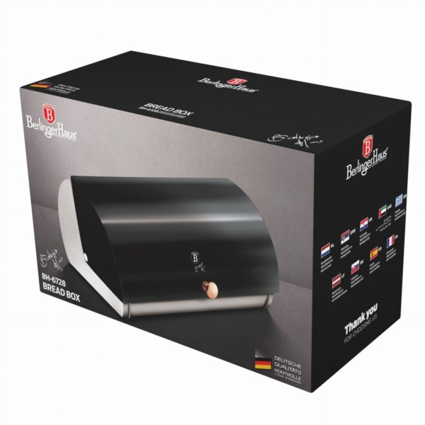 Chlebak stalowy Berlinger Haus Black Rose BH-6728 do przechowywania pieczywa w kuchni