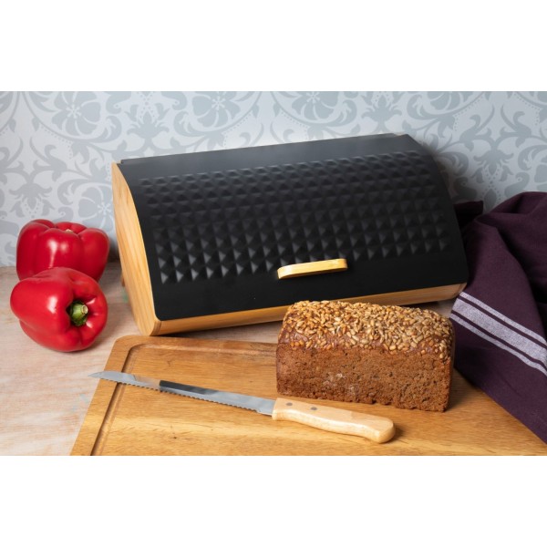 Chlebak Brunbeste Cosmic BB-2692 czarny bambusowo-stalowy do przechowywania pieczywa
