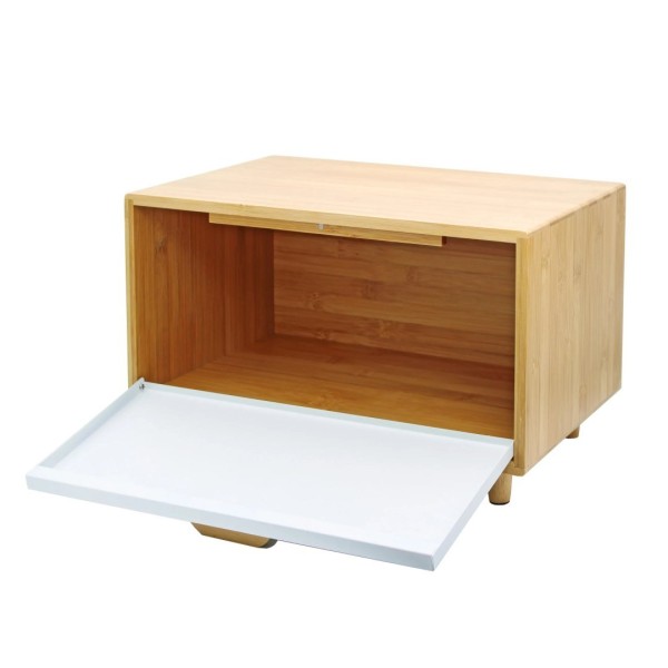 Chlebak bambusowy stalowy, Brunbeste BB-2677, na pieczywo, bułki, biały, 1 szt.