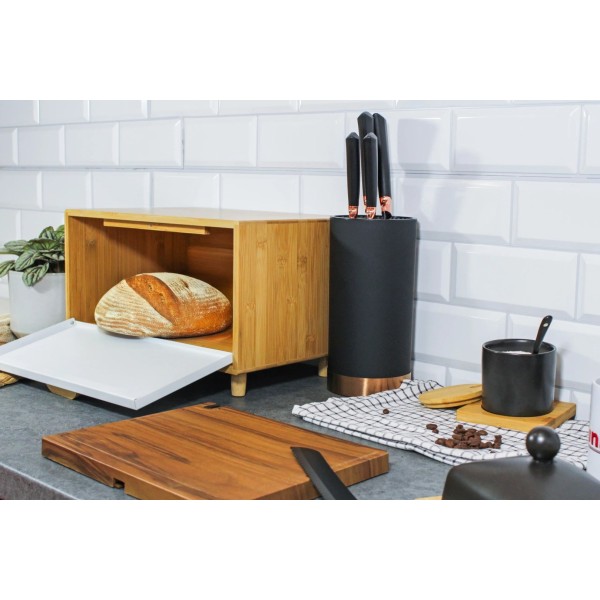 Chlebak bambusowy stalowy, Brunbeste BB-2677, na pieczywo, bułki, biały, 1 szt.