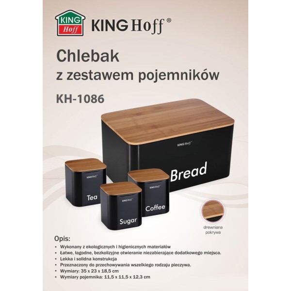 Chlebak Kinghoff KH-1086 z zestawem 3 pojemników do przechowywania żywności