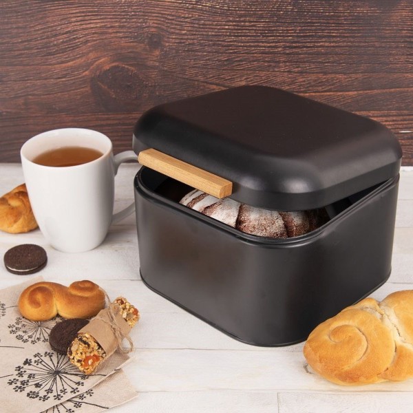 Хлебница ORION 152462, метал, компактна чорна 21.5×20×14.5 см — для зберігання хліба на кухні