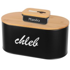 Хлебница Brunbeste BB-2762 Металевий чорний з дошкою для нарізки і масленицею для зберігання хліба