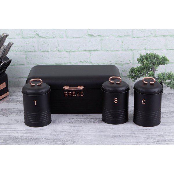 Chlebak Berlinger Haus Black Rose BH-6753 stalowy z 3 pojemnikami do przechowywania chleba