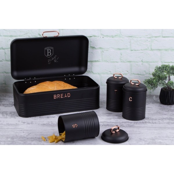 Chlebak Berlinger Haus Black Rose BH-6753 stalowy z 3 pojemnikami do przechowywania chleba