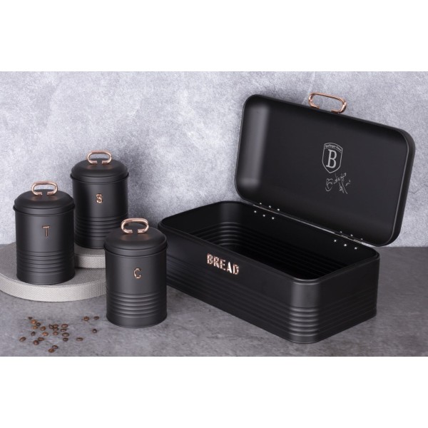 Chlebak Berlinger Haus Black Rose BH-6753 stalowy z 3 pojemnikami do przechowywania chleba