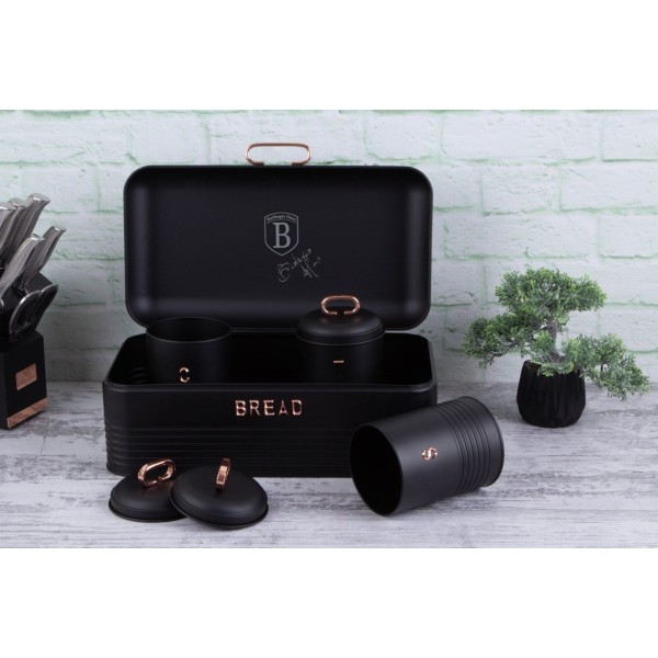 Chlebak Berlinger Haus Black Rose BH-6753 stalowy z 3 pojemnikami do przechowywania chleba