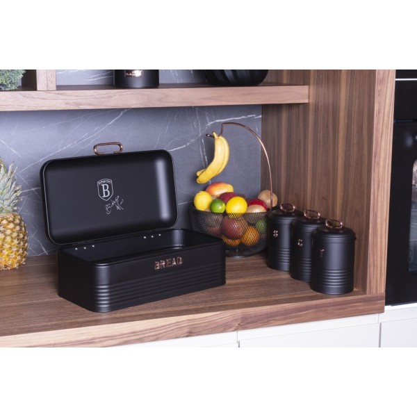 Chlebak Berlinger Haus Black Rose BH-6753 stalowy z 3 pojemnikami do przechowywania chleba