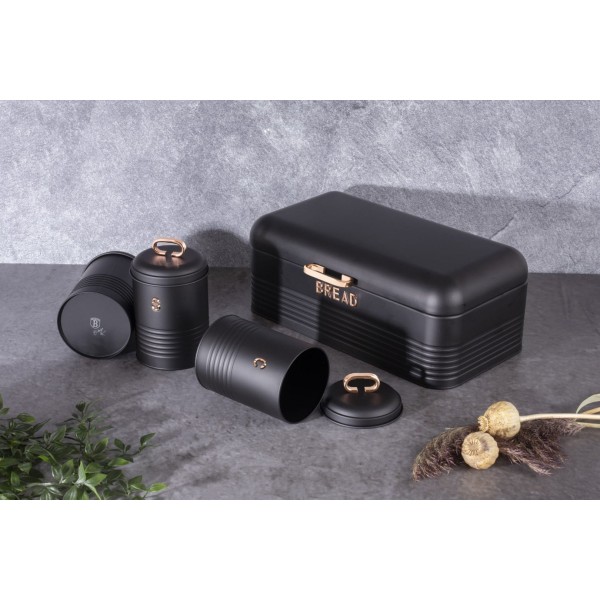 Chlebak Berlinger Haus Black Rose BH-6753 stalowy z 3 pojemnikami do przechowywania chleba