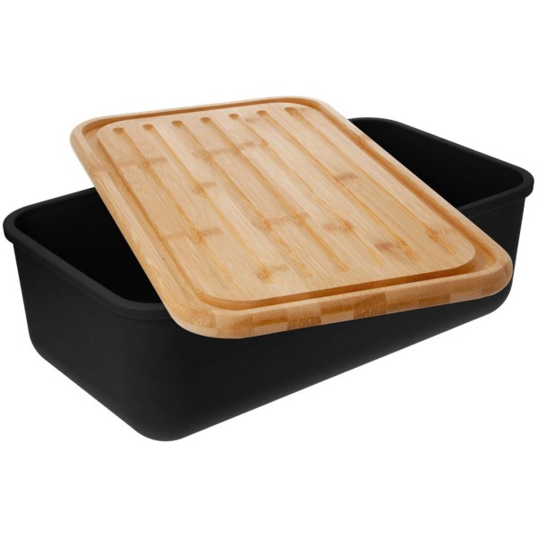 Хлебниця Brunbeste BB-2767 маленька чорна зі сталлю та дошкою для нарізки хліба прямокутна Хлебниця Brunbeste BB-2767 маленька чорна зі сталлю та дошкою для нарізки хліба прямокутна