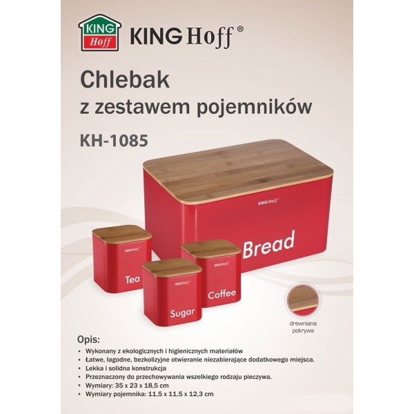 Chlebak Kinghoff KH-1085 z zestawem 3 pojemników do przechowywania żywności