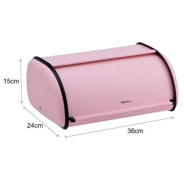 Chlebak Kinghoff KH-1756 stalowy mały 36 cm różowy do przechowywania pieczywa