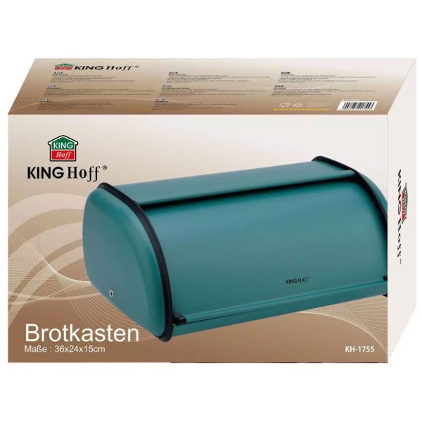 Chlebak Kinghoff KH-1755 stalowy 36 cm zielony do przechowywania pieczywa