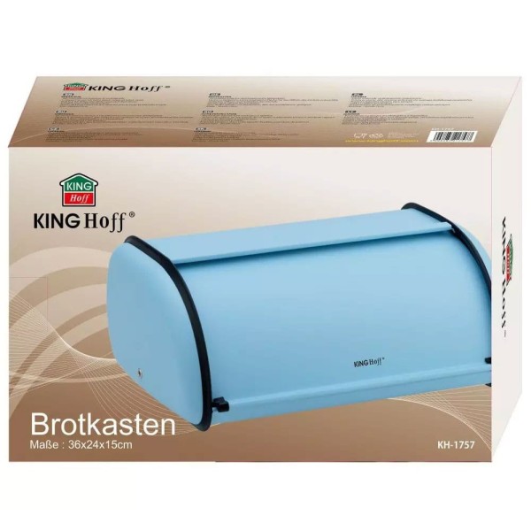 Chlebak Kinghoff KH-1757 stalowy mały 36 cm niebieski do przechowywania chleba