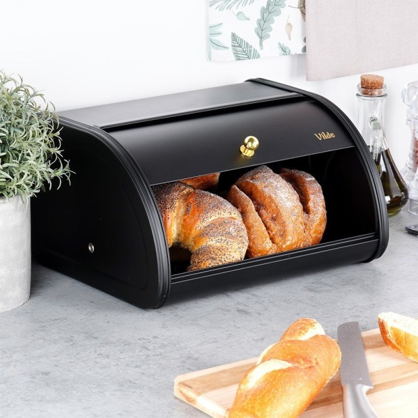 Chlebak metalowy, VILDE, 259621, czarny, 30x26.5x17 cm, Wyposażenie kuchni / Przechowywanie żywności / Chlebaki