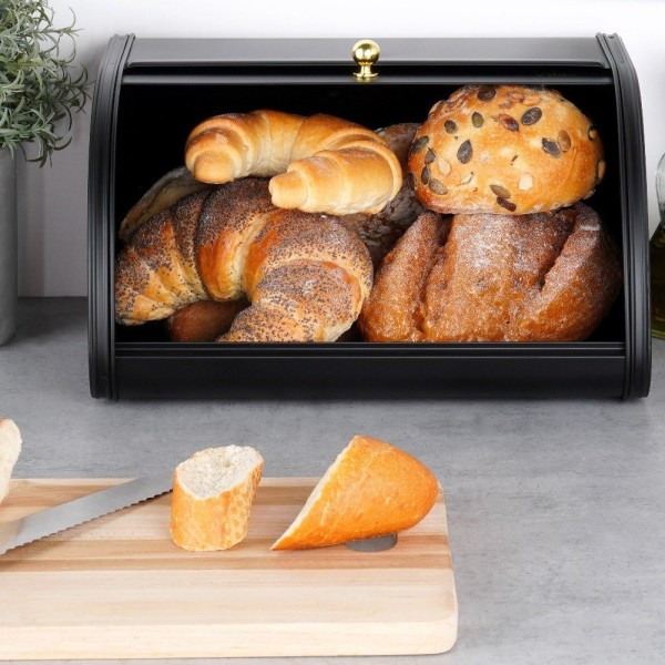 Chlebak metalowy, VILDE, 259621, czarny, 30x26.5x17 cm, Wyposażenie kuchni / Przechowywanie żywności / Chlebaki