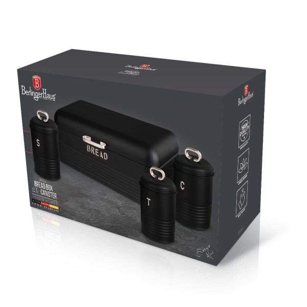 Chlebak Berlinger Haus Black Silver BH-6754 stalowy z 3 pojemnikami do przechowywania pieczywa