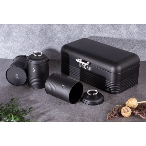 Chlebak Berlinger Haus Black Silver BH-6754 stalowy z 3 pojemnikami do przechowywania pieczywa