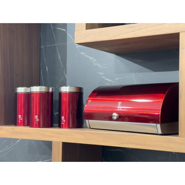 Chlebak Berlinger Haus Burgundy BH-6729 stalowy z 3 pojemnikami do przechowywania pieczywa