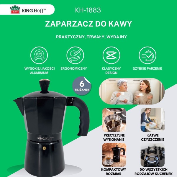 Kawiarka Kinghoff KH-1883 do espresso ciśnieniowa 300 ml na 6 filiżanek