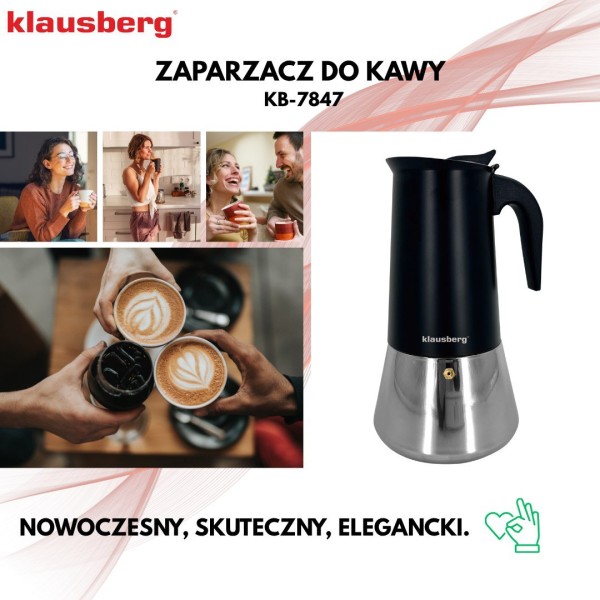 Кавоварка гейзерна Klausberg KB-7847, 600 мл, для приготування 12 порцій еспресо