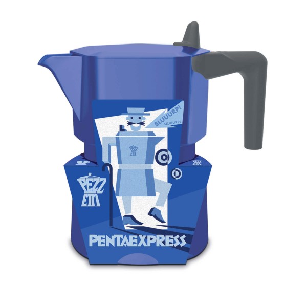 Kawiarka Pezzetti PentaExpress emaliowana 3 filiżanki granatowa do kawy #short