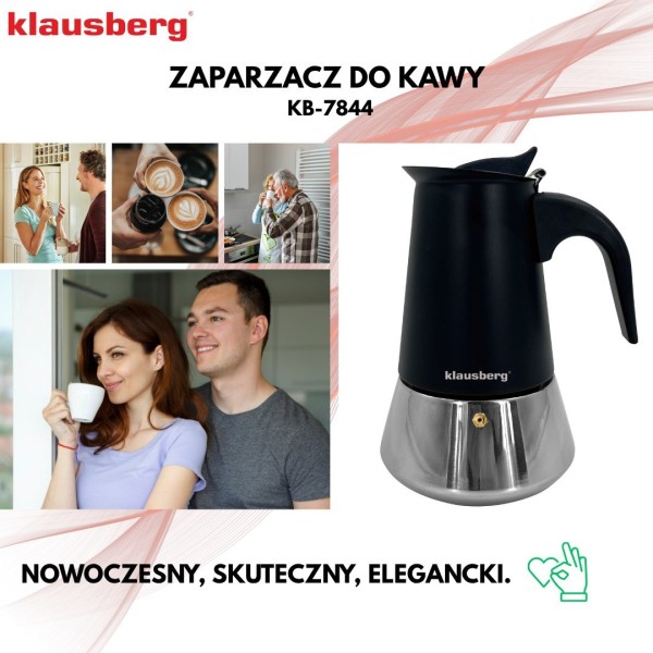 Кавоварка гейзерна Klausberg KB-7844, 200 мл, для приготування еспресо на 3 чашки