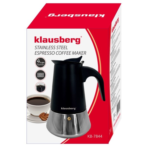 Кавоварка гейзерна Klausberg KB-7844, 200 мл, для приготування еспресо на 3 чашки