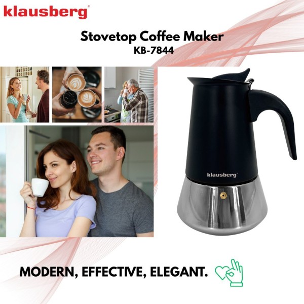 Кавоварка гейзерна Klausberg KB-7844, 200 мл, для приготування еспресо на 3 чашки