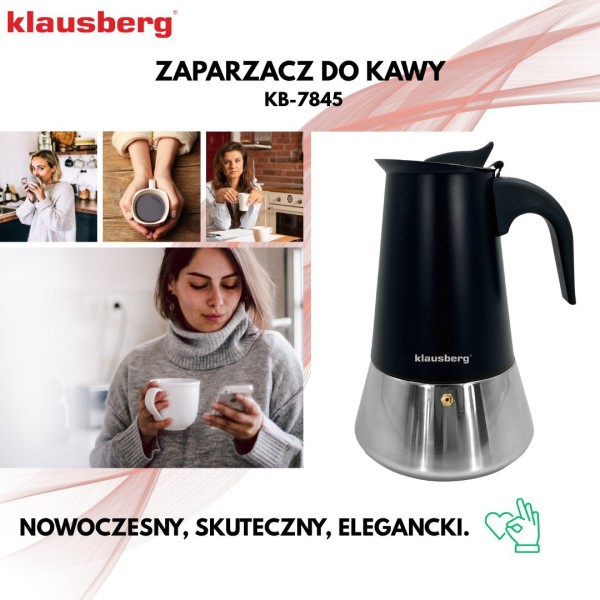 Кавоварка гейзерна Klausberg KB-7845, 300 мл, 6 чашок для приготування еспресо