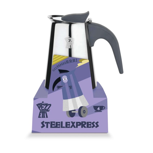 Kawiarka Pezzetti Steelexpress stalowa do indukcji 4 filiżanki srebrna
