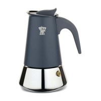 Кавоварка для індукційної плити Pezzetti SteelExpress емальована сталева 4 чашки сіра