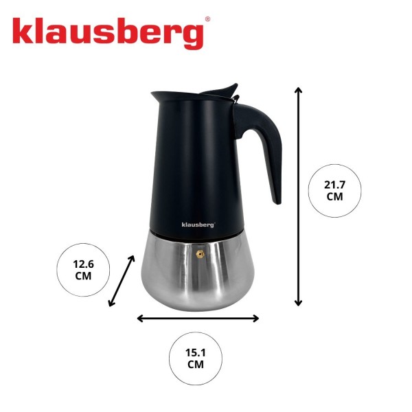 Кавоварка гейзерна Klausberg KB-7846 для приготування еспресо, 450 мл (9 чашок)