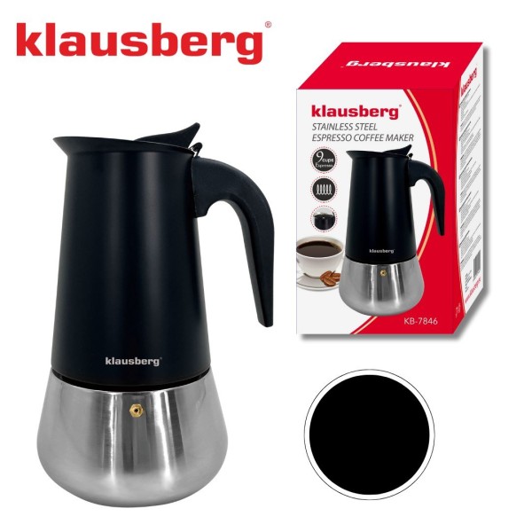 Кавоварка гейзерна Klausberg KB-7846 для приготування еспресо, 450 мл (9 чашок)