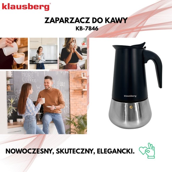 Кавоварка гейзерна Klausberg KB-7846 для приготування еспресо, 450 мл (9 чашок)