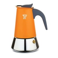 Кавоварка гейзерна Pezzetti SteelExpress емальована сталева для індукційної плити 10 чашок помаранчева