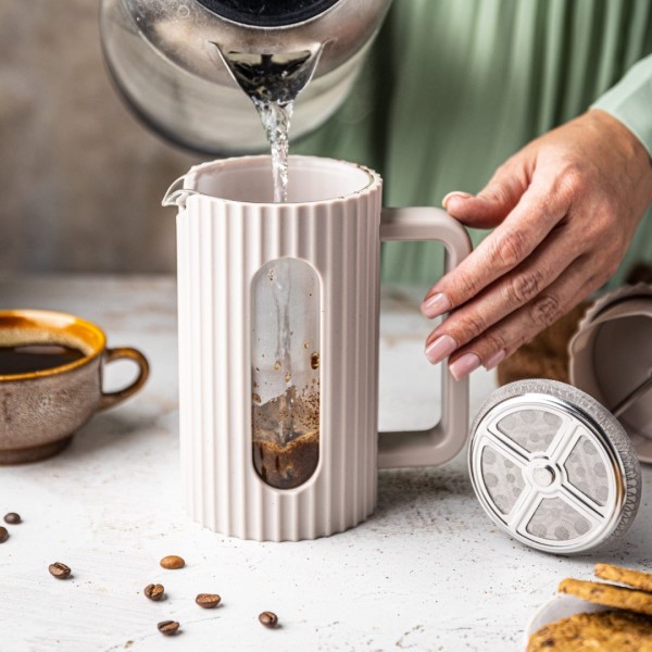 Заварник для кави та чаю Klausberg KB-7754 скляний French press 1000 мл бежева