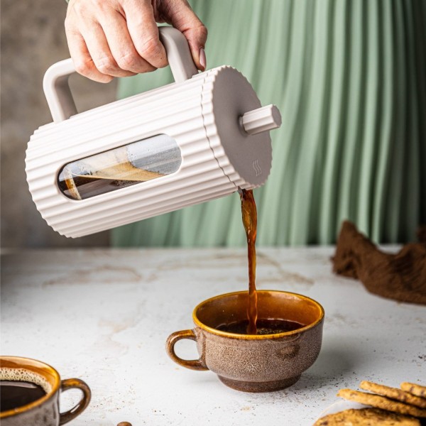 Заварник для кави та чаю Klausberg KB-7754 скляний French press 1000 мл бежева