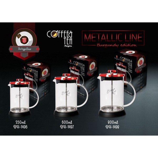 Zaparzacz do herbaty Berlinger Haus Metallic Burgundy Line 600 ml BH-1497 do kuchni