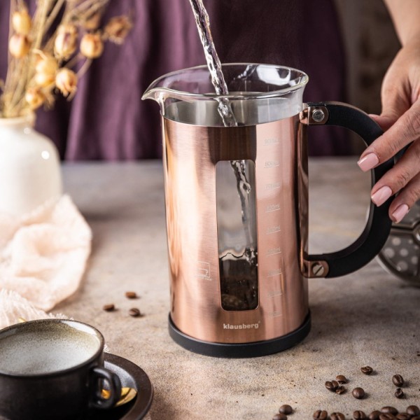 Zaparzacz do kawy i herbaty Klausberg KB-7740 French Press 1,0L różowe złoto