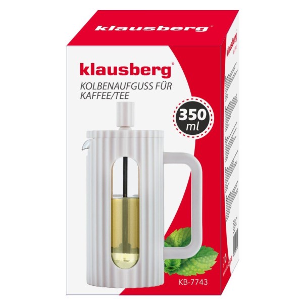 Заварник для кави і чаю Klausberg KB-7743, скляний френч-прес 350 мл кремовий