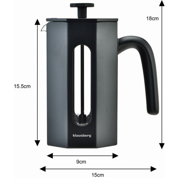 Заварник для кави та чаю Klausberg KB-7678 French Press 0,8 л для приготування напоїв
