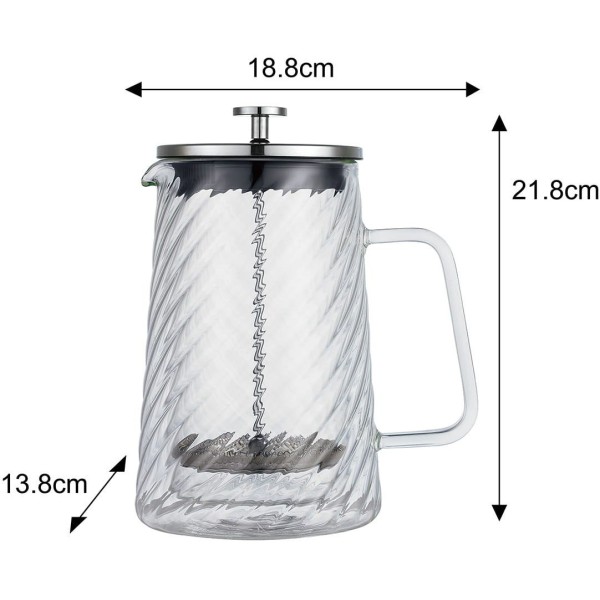 Заварник для кави і чаю Klausberg KB-7764 скляний French press 1000 мл срібний