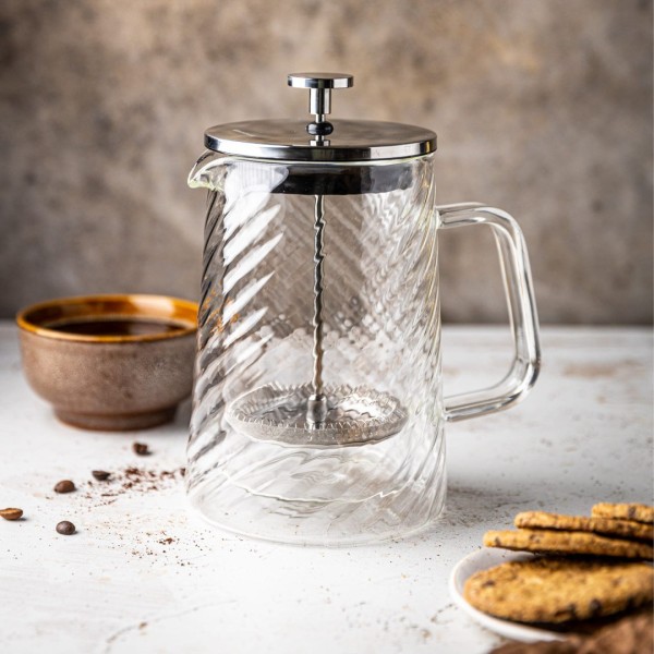 Заварник для кави і чаю Klausberg KB-7764 скляний French press 1000 мл срібний