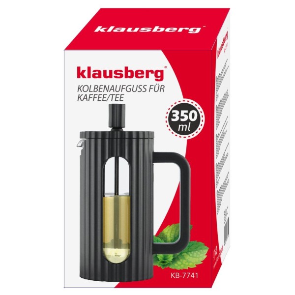 Заварник для кави і чаю Klausberg KB-7741 скляний French press 350 мл чорний