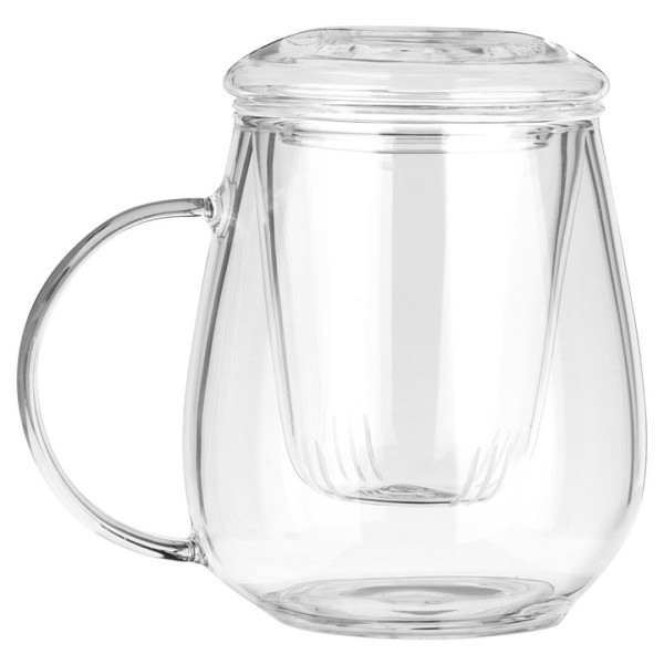 Заварювач-кубок, KUBEK, SZKLANY 530 ml з фільтром і кришкою — для заварювання чаю та кави (530 мл)