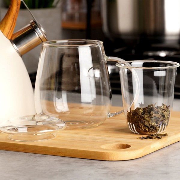 Заварювач-кубок, KUBEK, SZKLANY 530 ml з фільтром і кришкою — для заварювання чаю та кави (530 мл)